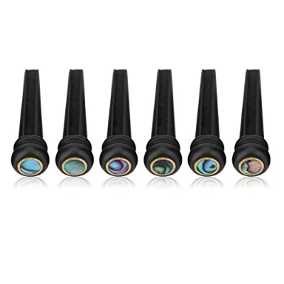 Abbildung von Dilwe 6 Pcs Folk Gitarre Bridge Pins, Ebenholz Pins Mit Abalone Shell für String Akustische Guitar Gitarren