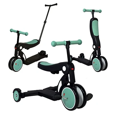 Abbildung von Looping SCOOTIZZ Der Roller, umbaubar, 5 in 1 (bis zu 50 kg) Laufrad, Tretroller (Mandelgrün mit Schiebestange)
