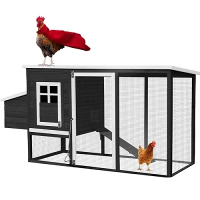 Abbildung von Miweba MyAnimal Hühnerstall MH 04 174x76x103 cm Für 4 Hühner mit Eiablage Nistkasten Kleintierkäfig Winterfest Freilaufgehege Käfig Hühnerhaus Vogelkäfig Voliere (Grau)