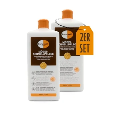 Abbildung von Renuwell 2 x 1 Liter Möbel Schnellpflege Möbelpflege mit Bienenwachs Spar Set