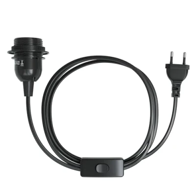 Abbildung von EAZY CASE Lampenfassung E27 Lampensockel mit Schalter und Kabel 3,5m, Fassung Lampen Netzstecker Lampenaufhängung Schwarz