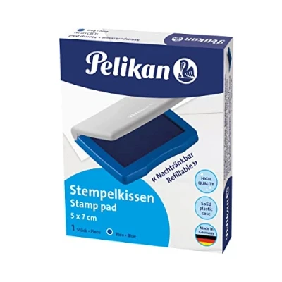 Abbildung von 5 x Pelikan Stempelkissen Gr. 3 (5x7cm) Kunststoffgehäuse blau