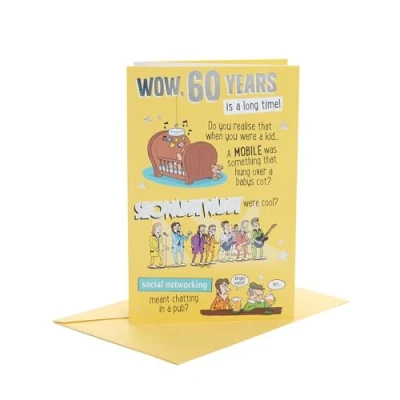 Abbildung von UK Greetings Geburtstagskarte zum 60. Geburtstag für Ihn/Freund humorvolles Design, mehrfarbig, 149 mm x 229