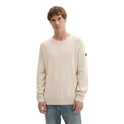 Abbildung von TOM Tailor Inoptik Strickpullover, Herren, Größe: Large, Light sand melange