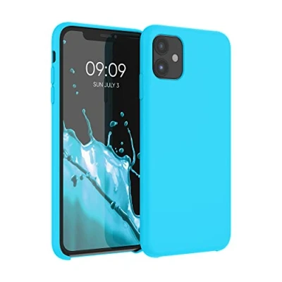 Abbildung von kwmobile Hülle kompatibel mit Apple iPhone 11 Silikon Handy Case Handyhülle weiche Oberfläche kabelloses Laden Cool Glacier