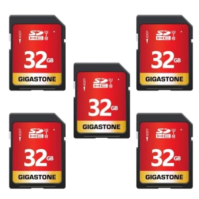 Abbildung von Gigastone 32GB SDHC Speicherkarte 5er Pack, UHS I U1 Klasse 10, bis zu 80 MB/Sek. für Digitalkameras Canon Sony Nikon Olympus PC