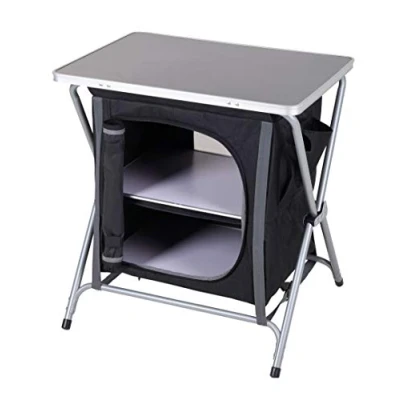 Abbildung von Spetebo Alu Campingschrank faltbar 64x60x45cm Camping Faltschrank Campingtisch Mehrzweckschrank Küche Vorzelt Zubehör