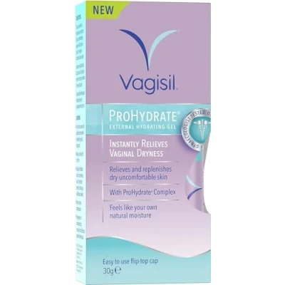Abbildung von VAGISIL ProHydrate Externes Feuchtigkeitsgel, lindert sofort vaginale Trockenheit täglich mit Hyaluronsäure, um Feuchtigkeit zu spenden und erhalten, Hormonfrei, 30 g