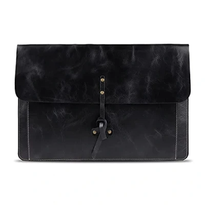 Abbildung von Londo Real Grain Leather MacBook Pro Case with Front Pocket &amp; Flap Closure (Schwarz, 13 Zoll), OTTO499