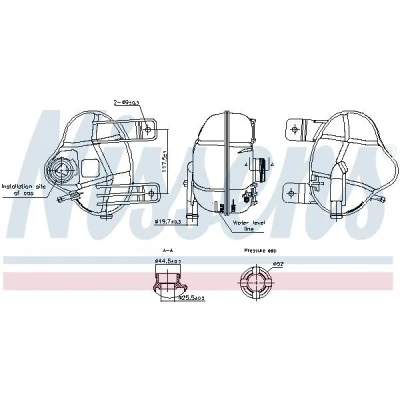 Abbildung von NISSENS 996250 Ausgleichsbehälter ALFA ROMEO: MiTo, FIAT: Punto Evo Schrägheck