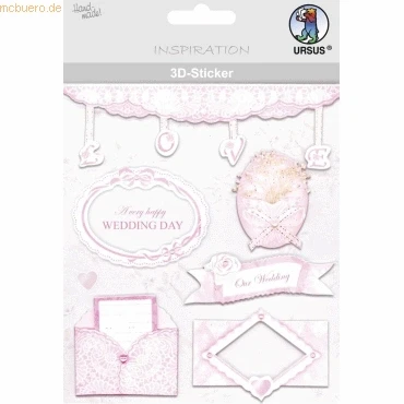 Abbildung von Ursus 56420066 3D Sticker Hochzeit, bestehend aus mehreren Ebenen, verschiedenen hochwertigen Materialien, selbstklebend, ideal zum Verzieren von Grußkarten und Geschenken, Motiv 66