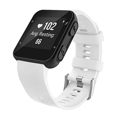 Abbildung von MoKo Armband für Forerunner 35/30, Silikon Ersatz Uhrenarmband Sportarmband Einstellbar Replacement Wechselarmband 35 GPS Laufuhr, Armbandlänge 130mm 230mm, Weiß