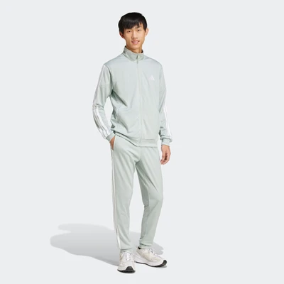 Abbildung von adidas Sportswear Basic Stripes SET Trainingsanzug, Herren, Größe: XL, Silver