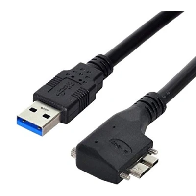 Abbildung von System S USB 3.0 Kabel 3 m Typ A Stecker zu Micro B Winkel Schraube in Schwarz