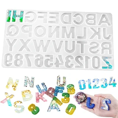 Abbildung von JOJOR Gießform Silikonform Buchstabe, Brief UV Resin Mold, Epoxidharz Harz Form, Zahlen Fimo Formen Schmuck für Schmuckherstellung Schlüsselanhänger Anhänger Dekoration DIY Basteln
