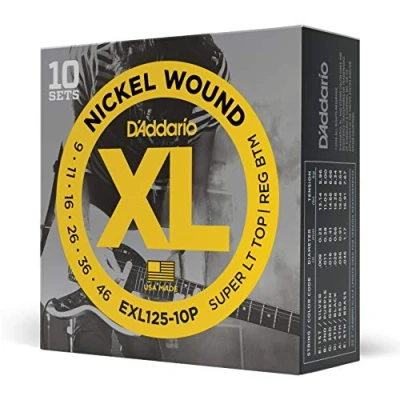 Abbildung von D&#039;Addario Gitarrensaiten E Gitarre Gitarren Saiten EXL125 10P Super Light Top/Reg. Bottom, 09 46 10 Stück