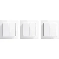 Abbildung von GIRA + Senic Friends of Hue Smart Switch Kabelloser Homekit Lichtschalter &amp; Dimmer Kompatibel mit Philips Tado Keine Batterien, kein Aufladen Made in Germany 3x Weiß