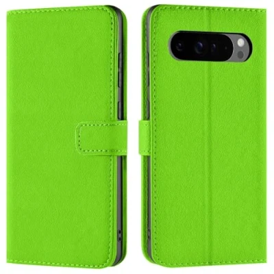 Abbildung von Verco Handyhülle für Google Pixel 9 Pro XL Hülle, Bookcase Tasche Flipcover Case [Kartenfächer/Aufstellfunktion], Grün