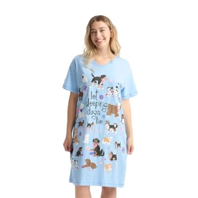 Abbildung von Little Blue House Damen Sleepshirts Nachthemd, Lila (Let Sleeping Dogs Lie), One Size