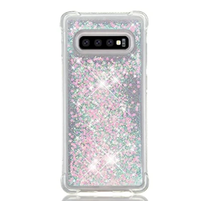 Abbildung von KBIKO zxl Kompatibel mit Samsung Galaxy S10 Plus Glitzer Hülle, Mädchen Glitzern Handyhülle,Paillette Flüssigkeit Clear Silikon Handyhülle Schutzhülle für Plus.Silver Pink YBL