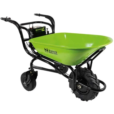 Abbildung von Zipper ZI EWB150 100L, Elektrischer Gartenwagen, 3 Rad/Räder, Schwarz, Grün, 100 l, 150 kg, 48,5 kg