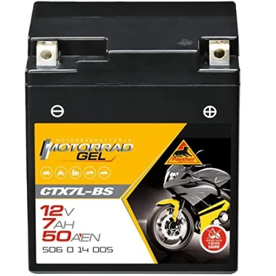 Abbildung von Panther GEL Batterie 12V 6Ah 50A YTX7L BS Motorradbatterie DIN 50614 CTX7L