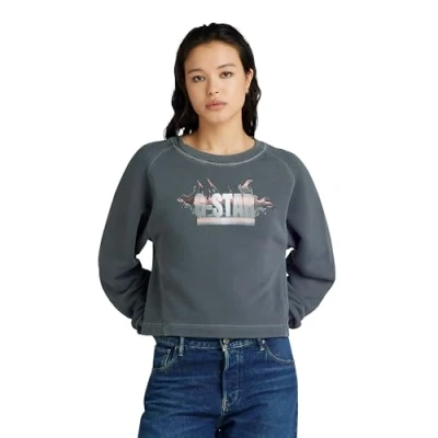 Abbildung von G Star Overdyed Merch Loose Sweatshirt, Damen, Größe: XS, Dk black gd