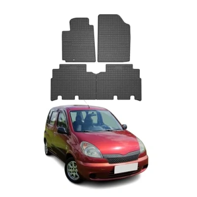 Abbildung von OMAC Gummi Fußmatten kompatibel mit Toyota Yaris Verso 1999 2005 Automatten Schwarz 4X