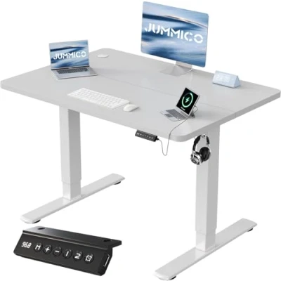 Abbildung von JUMMICO Höhenverstellbarer Schreibtisch Höhenverstellbar Elektrisch, Ergonomischer Steh Sitz Tisch Stehpult Verstellbarer Computertisch,Stehschreibtisch Bürotisch Standing Desk,100 x 60 cm, Gray