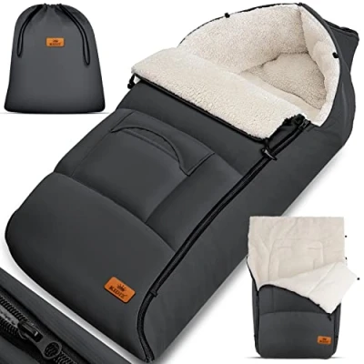 Abbildung von KIDIZ Babyschlafsack, Winterfußsack Baby Kuschelsack Babyschale mit Reißverschluss Babydecke Kinderwagen waschbar verschließbarer Kopfteil Tasche passend für alle