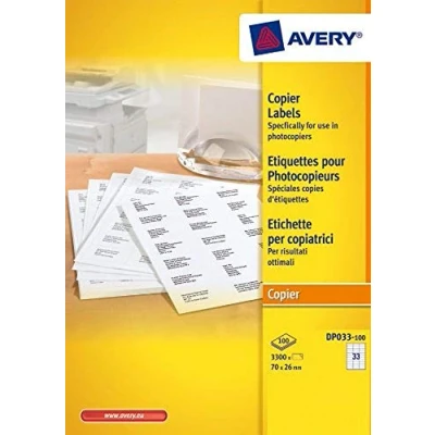 Abbildung von Kopieren Sie Beschriftung Avery 70x26mm 100 Blatt 33 Etiketten pro Weiß