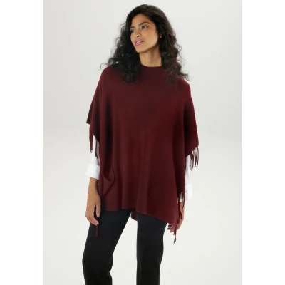 Abbildung von Aniston SELECTED Strickponcho, mit Stehkragen und aufgesetzter Tasche NEUE KOLLEKTION
