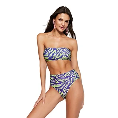 Abbildung von Trendyol Damen Strick Bikini Set mit Tierdruck Bademode, grün, 40