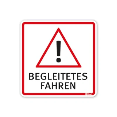 Abbildung von Fahrzeug Aufkleber Begleitetes Fahren I 8 x cm Achtung Vorsicht Fahr Anfänger für Kfz Auto wetterfest, selbstklebend kfz_348