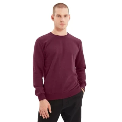 Abbildung von Trendyol Herren Stehkragen Uni Regular Sweatshirt, burgunderfarben, M
