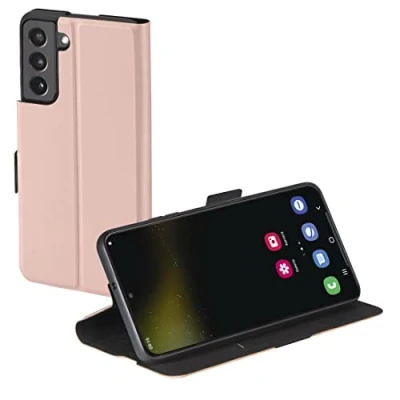 Abbildung von Hama Handytasche für Samsung Galaxy S22+ (Schutzhülle mit Kartenfach, klappbare S22 Hülle Magnetverschluss und Standfunktion) rosa