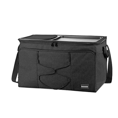Abbildung von bomoe 52 Liter XXL Kühltasche faltbar Outdoor Kühlbox 16h Kühlfunktion mit Trageriemen, wasserdichte Picknicktasche Thermotasche Abstellfläche, Isoliertasche Anthrazit IceBreezer KT53