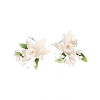 Abbildung von Cake Company Orchideen Bouquet 2 Stück weiß 1er Pack (1 x 68 g) Tortendekoration zur Hochzeit und Geburtstagen