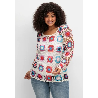 Abbildung von Sheego Strickpullover, Damen, Größe: 48/50, Offwhite