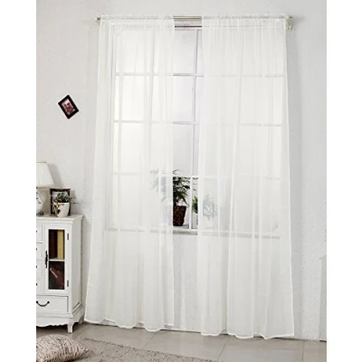 Abbildung von WOLTU Vorhänge mit Kräuselband Stores Gardinen Creme kurz transparent 140x245cm (BxH), Fensterschals Voile für Wohnzimmer Schlafzimmer Kinderzimmer (1 Stück)