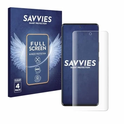 Abbildung von Savvies 4 Stück Full Screen Schutzfolie für Motorola Edge 30 Fusion Cover Displayschutz Folie [3D Curved, Transparent, Anti Fingerabdruck]