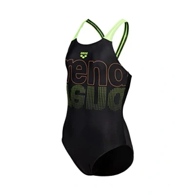 Abbildung von Arena V BACK Graphic Badeanzug für Kinder, Größe: 116, Black/soft green