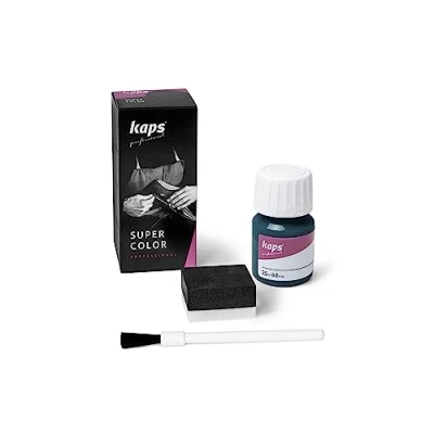 Abbildung von Kaps Super Color Lederfarbe für Naturleder, Synthetik und Textil, Lederfärber, 25 ml, Luftblau 158