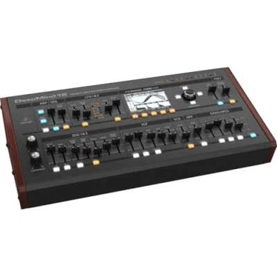 Abbildung von Behringer DEEPMIND 12D Echtanaloger 12 stimmiger polyphoner Desktop Synthesizer mit 4 FX Engines, 2 OSCs, LFOs pro Stimme, 3 ADSR Generatoren, 8 Kanal Modulationsmatrix, 32 Stufen Steuerungssequenzer