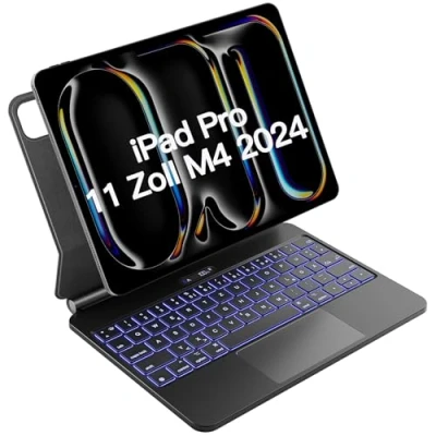 Abbildung von Inateck Magic Keyboard für iPad Pro 11 2024 M4 Hülle mit Tastatur (30 Min Schnelles Laden, LED Smart Power Anzeige)