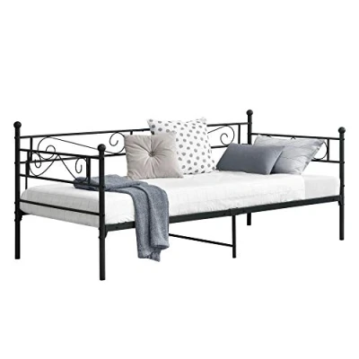 Abbildung von en.casa Metallbett, »Kerava« Bettsofa mit Lattenrost Tagesbett 90x200cm Stahl Schwarz