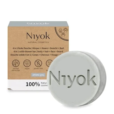 Abbildung von Niyok feste Duschseife 4in1 Dusche Körper+Haare+Gesicht+B Athletic grey 80g