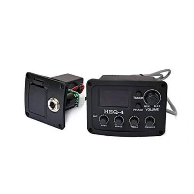 Abbildung von Alnicov Gitarre HEQ 4 Band EQ Equalizer Vorverstärker Verstärker Chromatischer Tuner Piezo Pickup für Akustikgitarren Schwarz
