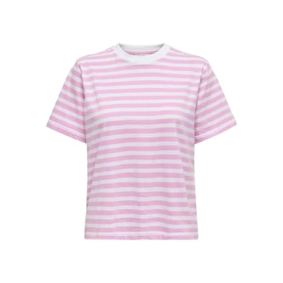 Abbildung von ONLY Damen ONLLIVINA S/S Stripe Tee JRS 15272227 ,Bonbon/Stripes:white Stripes ,M
