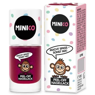 Abbildung von MINICO Premium Kinder Nagellack Pink, abziehbar, dermatologisch getestet, kindgerecht, nachhaltig, vegan, wasserbasis, peel off entfernbar